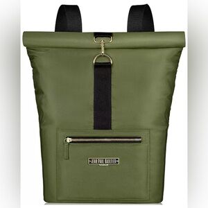 Jean Paul Gaultier PARFUM Olive Green Nylon Backpack | NWOT | Orange Interior